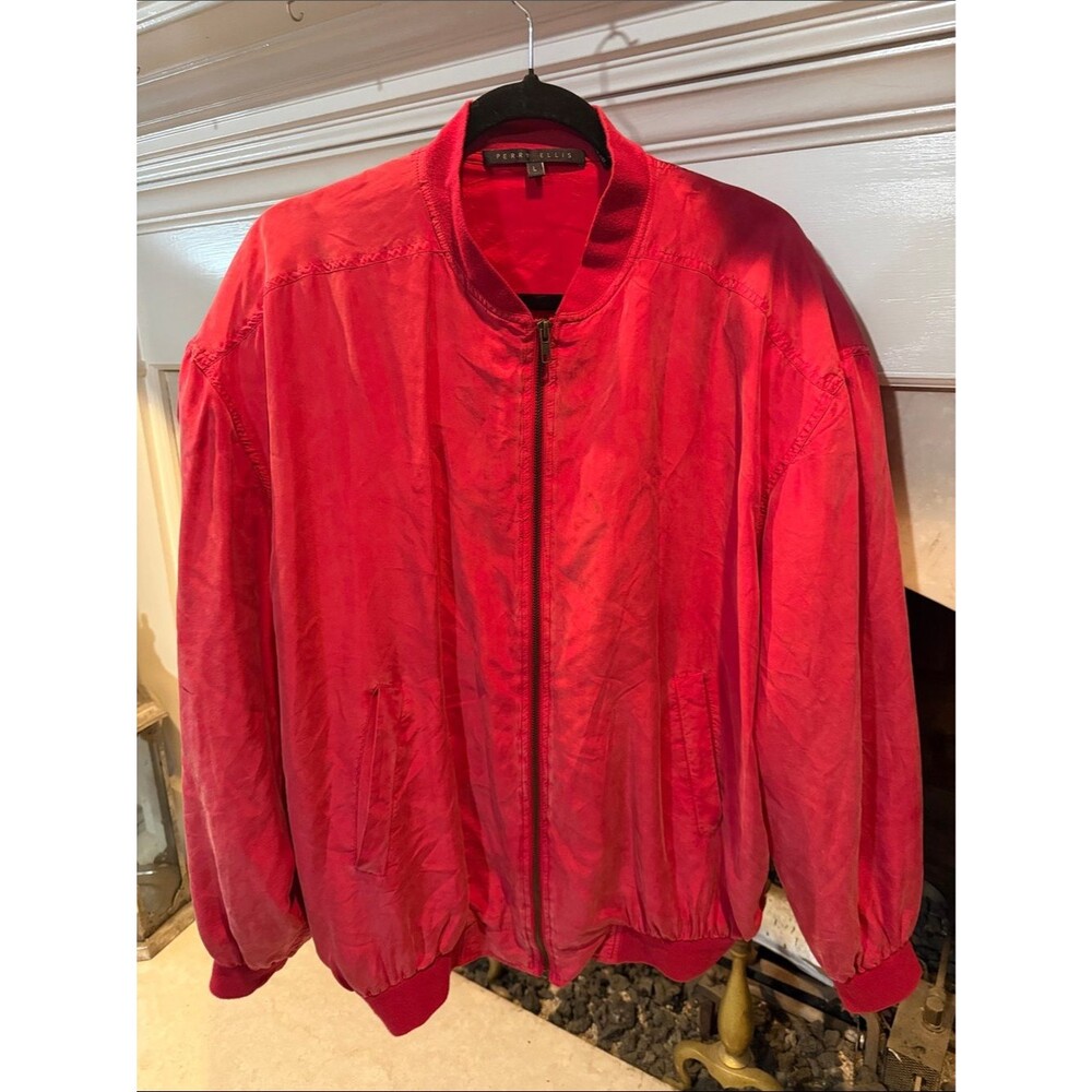 Perry Ellis Vibrant Red Men's Bomber Jacket size large